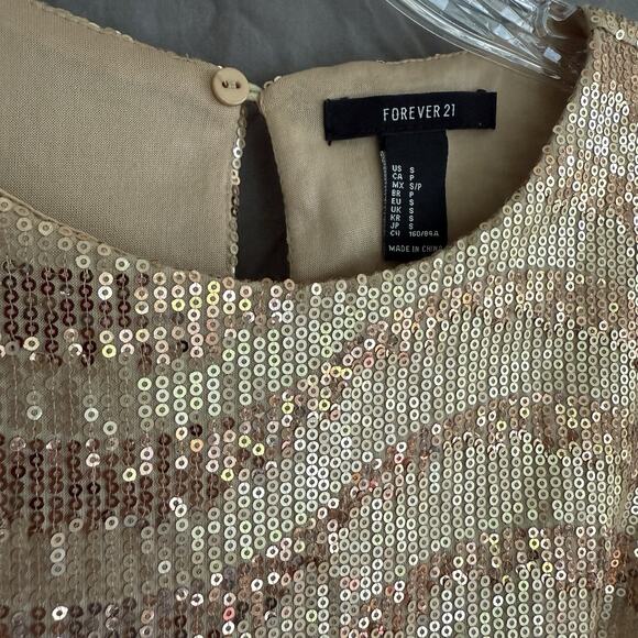Forever 21 Gold Sequin Crop Tank Top Festival Indie Sleaze Y2K Style Size Small‎ - Picture 2 of 7